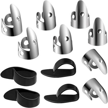 12 stk stål fingerpicks til guitar, banjo og andre