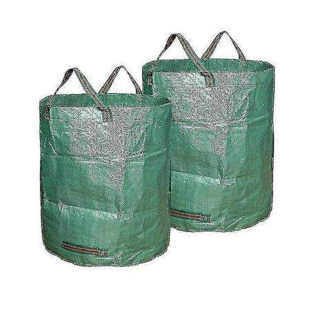 Pakke med 2 Haveposer Ekstra Stærk Sammenklappelig Selvstående Posebeholder til Græsblade Haveaffald Grøn