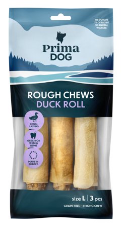 PrimaDog Rough Chews Tuggben med Anka L 17 cm 225 g
