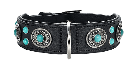 Hunter - Dog Collar Sioux Black/Turquoise M-L 60 - Neck 47-54cm - Hund - Halsbånd - ZOO.no
