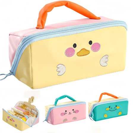 Søtt Kawaii Tegneserie Dyre Penal - Stor Kapasitet Håndtak Penn Organizer for Kontor Reise Pult