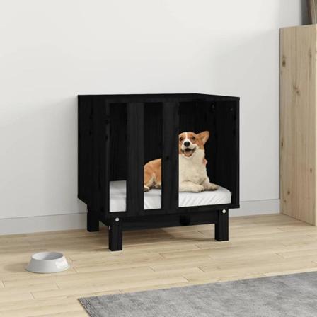Vidaxl Hundkoja Svart 50x40x52 Massiv Furu Svart