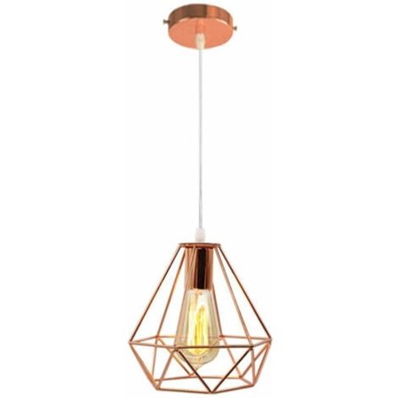 Metallisk Diamantformad Hängande Ljushållare Modern E27 Taklampa Armatur för Sovrum Vardagsrum Bar Ros - Roséguld