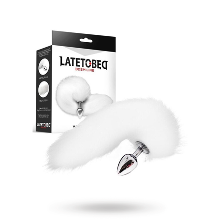 Metal Butt Plug With White Foxy Tail 40 cm - Vuxen.se - Buttplug, stora & små butt plugg