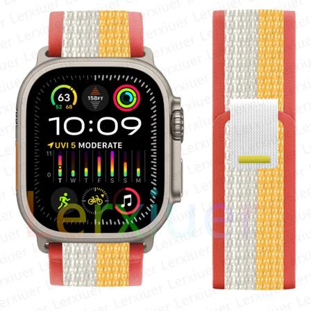 Trail loop rem för Apple Watch Ultra 2 band 49mm 44mm 45mm 40mm 41mm 38mm 42mm 45 44 mm armband iWatch series 8 9 7 6 5 3 se Maize-White 38 40 41mm