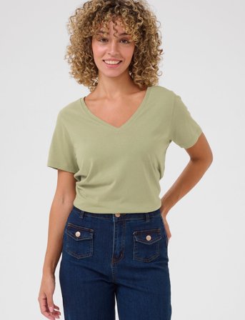 Cream Crnaia Deep V-Neck T-Shirt - Green - XS