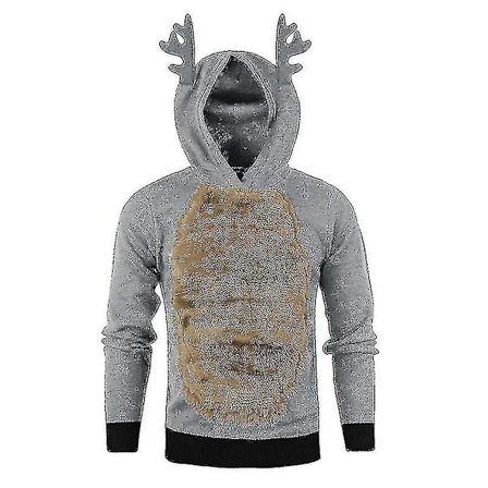Herre Jule Hætte Sweatshirt Jumper Toppe Jul Rudolph Rensdyr Pullover Sweatshirt