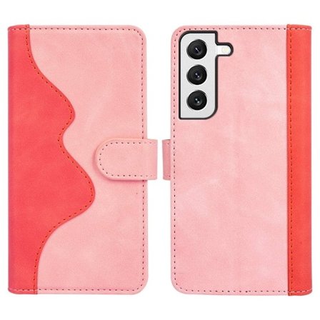 Kaksivärinen nahkainen läppäkotelo Samsung Galaxy S22 - Pinkki