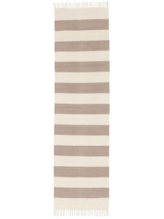 Striped Small Cotton Stripe Rug - Brown 80X300 Cotton, Scandinavian Style