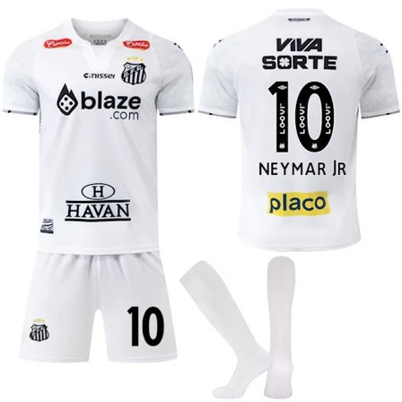 24-25 Santos FC Trenings Hjemmedrakt NO.10 NEYMAR JR Drakter Barn Voksen Fotballsett med Sokker NO.10 Hjemme NO.10 Hjemme 26