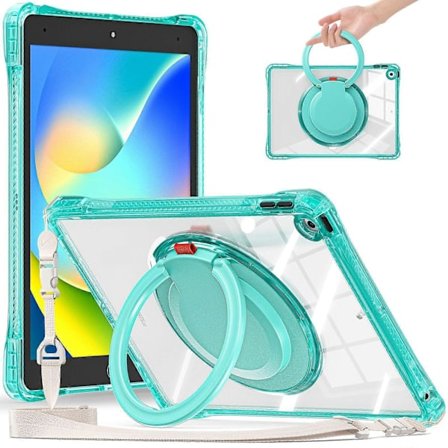 Pyörivä rengas, kirkas TPU-hybriditablettikotelo iPad 10.2 2021/2020/2019 -malleille