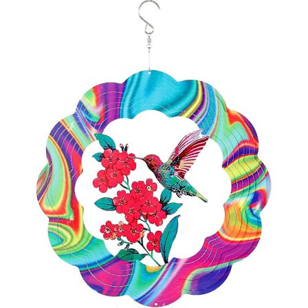 3D Vindmølle 30x38cm Stor Kolibri Vindklokker Med 360 Graders Rotation Metal Hængende Vindskulpturer Have Spiral Vindfangere