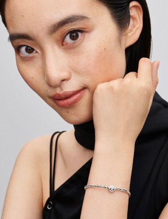 Pandora Textured Skull Sterling Silver Mini Charm - Silver - ONE SIZE