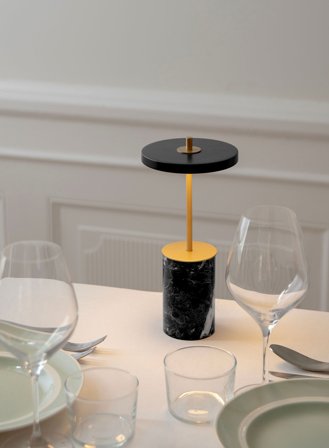 Asteria Move mini oppladbar bordlampe - sort marmor