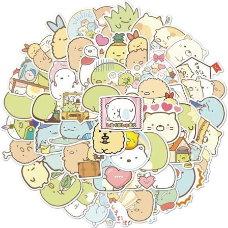 50 kpl Kawaii Sumikkogurashi -tarroja, japanilaisia animetarroja, vesipulloja, matkatavaroita, juhlalahjoja, tarroja lapsille, tytöille, teini-