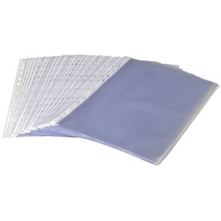 Plastficka, A4, stansad, 80 mikrometer, polypropylen, jämn, 11 hål, präglad - Lyreco - Kontorsmaterial - Mappar och plastfickor - Plastfickor - Öppen 