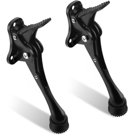 2 stk. 14 cm Lang Dørstopper Zinklegering Sort Kraftig Dørholder med Gummispids og Fjeder til Udendørs Terrasseport Hold Døren Åben