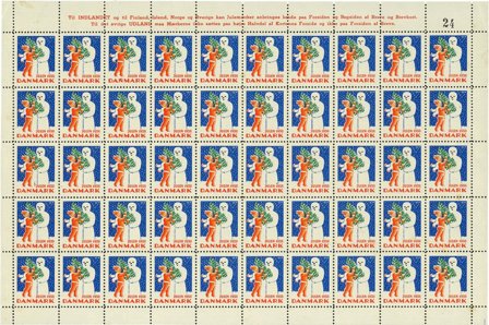 Danmark - Julemærkeark 1938 - Ufoldet