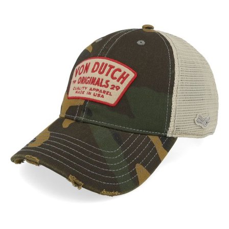 Von Dutch - Camo trucker Keps - Embroider Distressed Military/Off White Trucker @ Hatstore