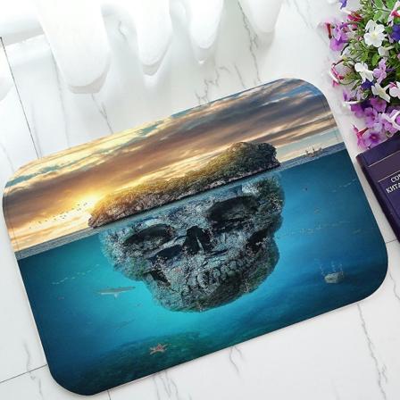 Fantastisk Tropisk Øy Skalle Rock Under Vann Solnedgang Dørmatte Inngangsteppe Område Teppe Gulvmatte Hjem Decor 40x60 Cm