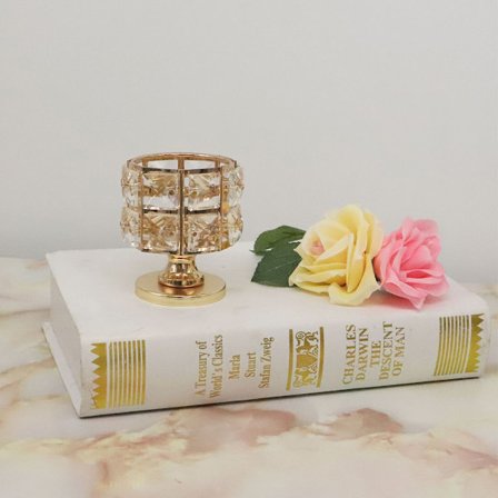 Kristallljushållare Ljusstake Metall Ljusställ