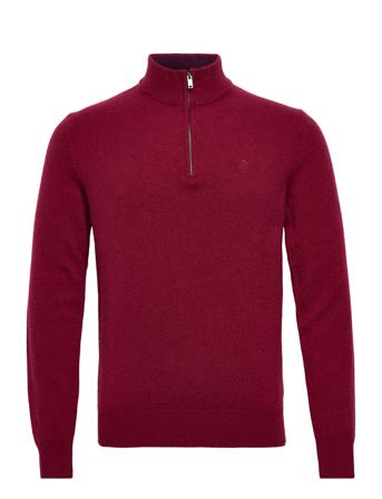 Lambswool Hzip Knitwear Half Zip Pullover Vinröd Hackett London
