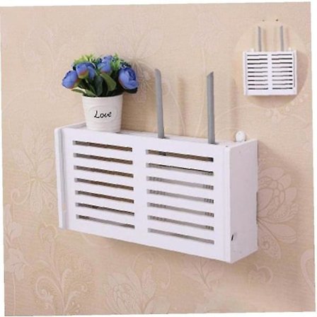 1 st Wifi-förvaringsbox Router-hylla Vardagsrum Vägg Träfäste