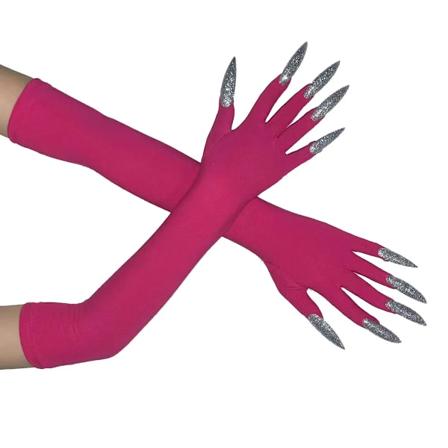 Seje Halloween-handsker lange sektion spøgelsesklo klæd-ud handsker moderigtige røde lange negle Cosplay Halloween sjove handsker A529 C068-34 One 