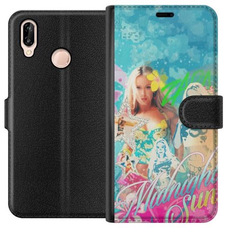 Kompatibelt Lommeboketui til Huawei P20 lite Eventyrverden med Steve, Creeper og dyr i fargerik blokkgrafikk