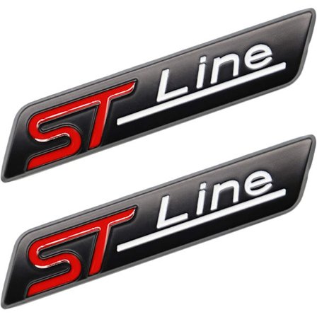 2 st metall ST Line klistermärken bilhuvudmärke dekal krom för de flesta modeller svart