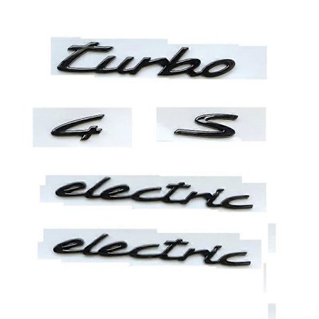 Briljant Skinnende Gloss Svart Bagasjerom Skjerm Bokstaver turbo 4 S elektrisk Emblemer Symboler Bil Navneskilt