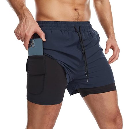 Joggebukse for menn, løpeshorts med telefonlommetrening Lett hurtigtørkende