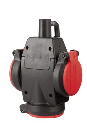 LKB 2403093 Grenuttag 3 uttag Svart/röd, Anslutningsdon & kablar