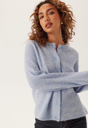 SELECTED - Slflulu New Ls Knit Cardigan - Cashmere Blue Detail:MELANGE - Kläder - - Bubbleroom