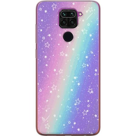 Kompatibelt Mobildeksel til Xiaomi Redmi Note 9 Rainbow-farget pastellbakgrunn med hvite stjerner og gnistrende prikker i myk overgang