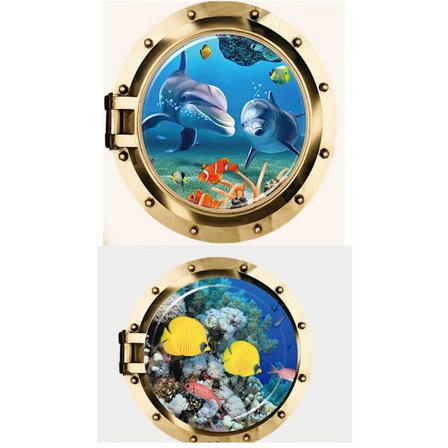 Todelt sæt 50cm × 50cm undervandsverden dyrelandskab stic