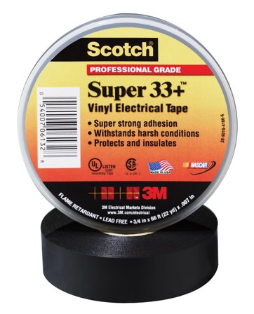 3M Scotch Super 33+ Elektrisk tape 50 mm x 33 m, Maskintilbehør & forbruk