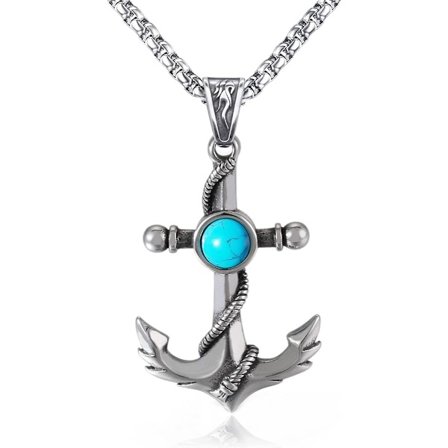 Herre Anker Halskæde Vedhæng Rustfrit Stål Turkis Halskæder Nautisk Anker Vedhæng Smykker til Mænd Kvinder Kæreste