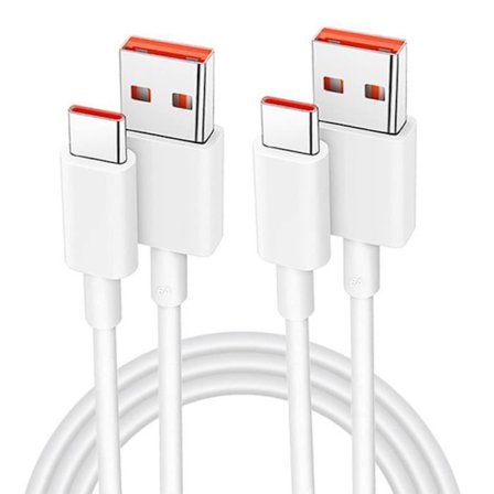 Set med 2 USB-C-kablar 6A Snabb för Xiaomi 15, 14, 14 Pro, 13T, 13, 12, 12T Pro, Redmi 12, Redmi Note 12 Pro 4G-5G, Note 11-10-9-8