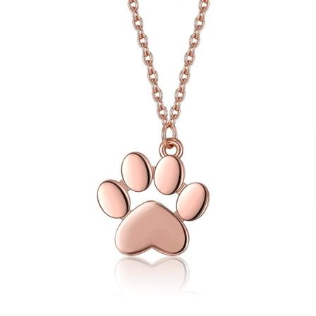 Kattklo silver halsband mode djur fot tass roséguldpläterad hänge krage