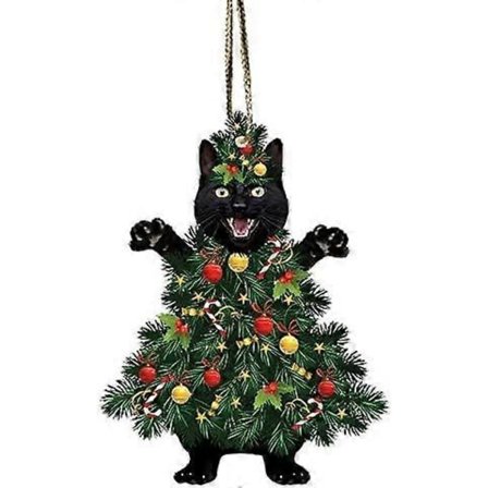 Svarta Katt Julgransprydnader - Svart Katt Julgran Hängande Dekoration