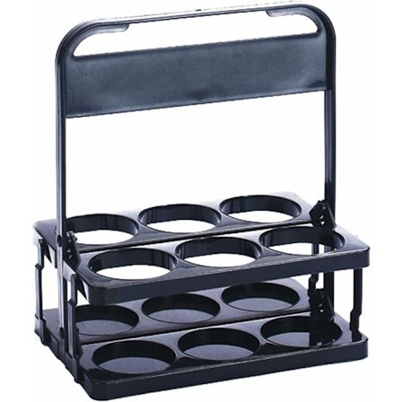 Devenirriche Plastik Vinstativ til 6 Ølflasker Sammenklappelig med Håndtag til Bar Udendørs Picnic Fest Sort