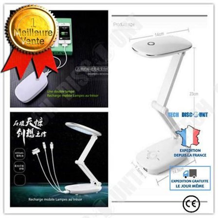 LED Nattlampe - TD - Fällbar - USB-laddning - 6000 mAh - Taktile