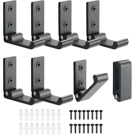Kraftige veggkroker for oppheng av vesker, hatter, nøkler og hodetelefoner, 8 stk. sammenleggbare kleshengere med skruer, svarte håndklekroker i 