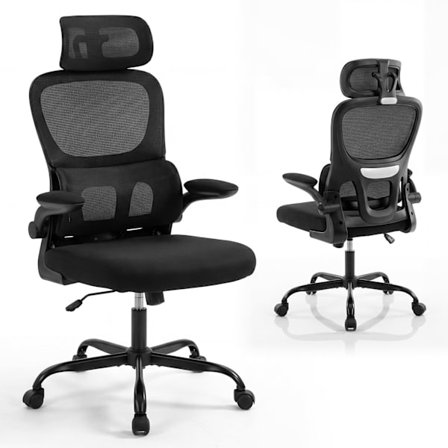 Ergonomisk kontorstol med lændestøtte, sort