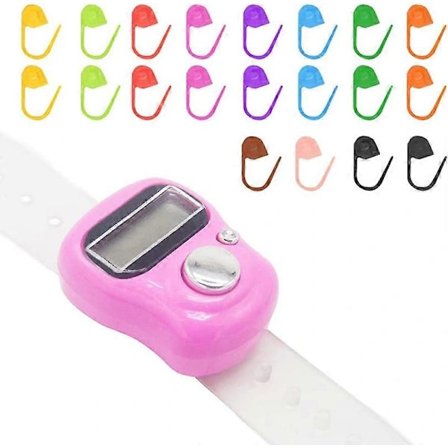 Sticka Räknare Stickning Virkning Maskmarkör Varvräknare Finger Digital Räknare