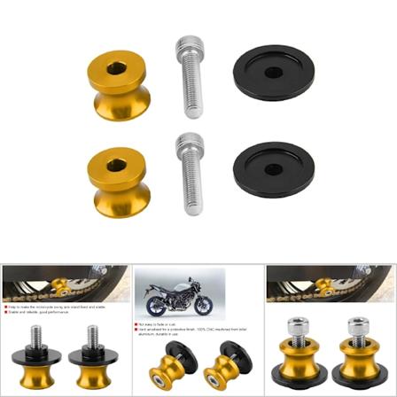 2 stk. 8mm Motorcykel CNC Bagerste Stativ Svingarm Spool Sliders Stativ Svingarm Bobbins (Guld)