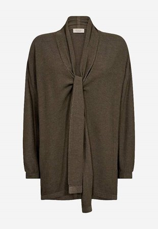 Freequent - Knytbar cardigan Knoty i brunmelert for damer i størrelse S/M - Cellbes