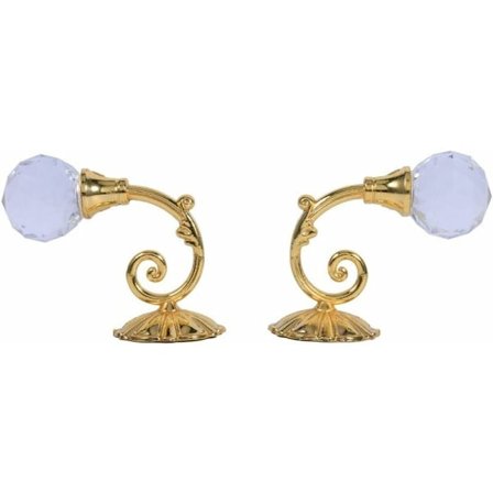 Metal Krystal Glas Gardinstangsholder Væg Vindue Gardin Tilbagebinding Krog Hanger Holder 4 Farver (Pakke med 2) (Guld)