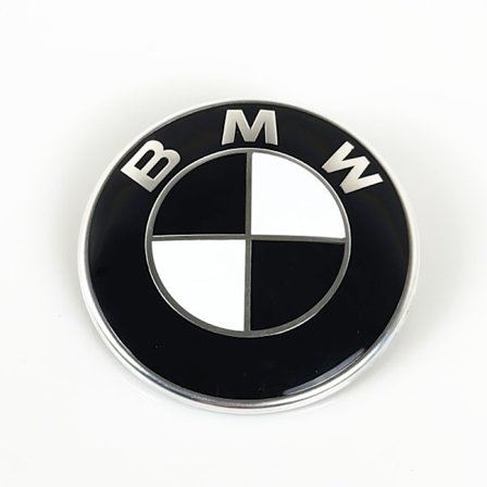 BM-W Emblem Motorhjelmslogo i sort og hvid sort og hvid Black and whit